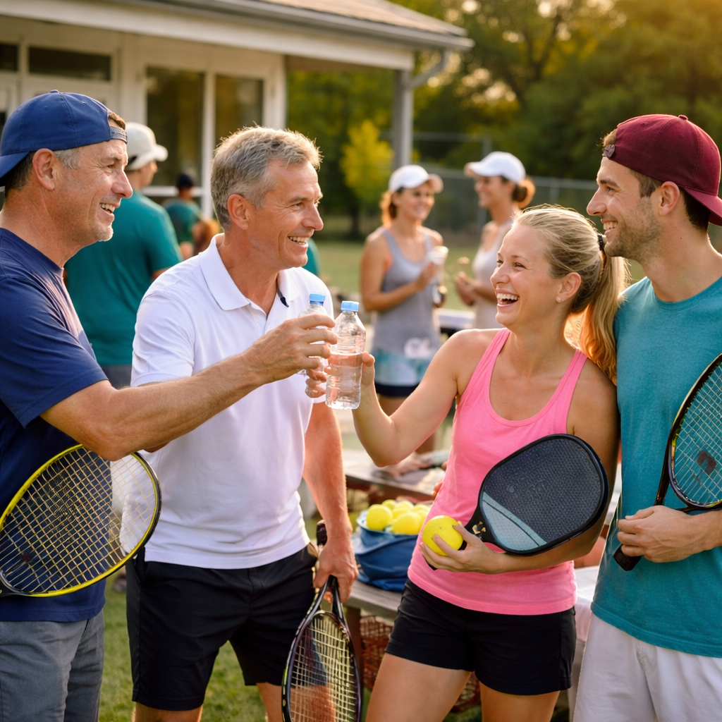 sportliche unterhaltung beim pickleball und tennis